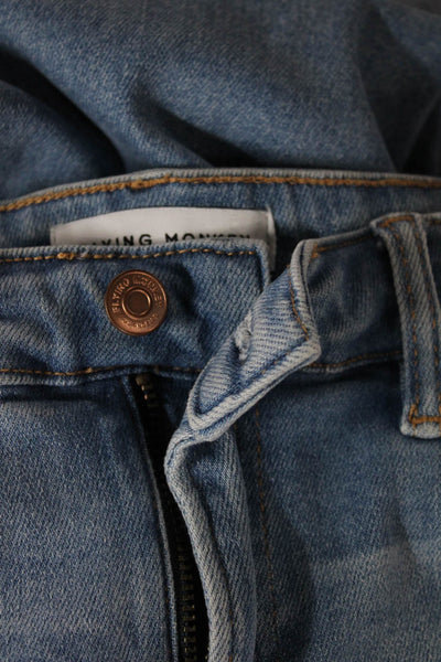 Flying Monkey Womens Blue Flared Jeans Button Cotton Blend Size 28