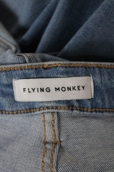 Flying Monkey Womens Blue Flared Jeans Button Cotton Blend Size 28