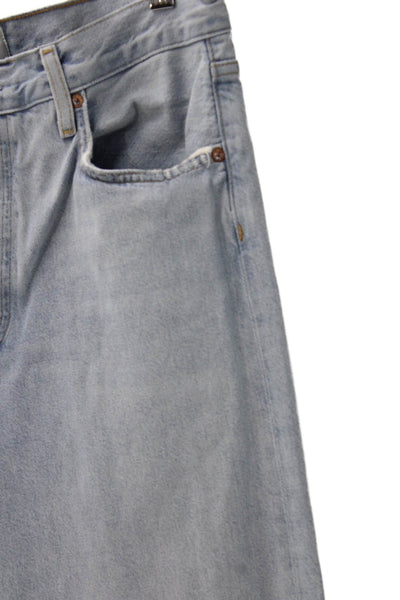 Agolde Women Wide Leg Blue Jeans Mid Rise Button Cotton Size 29