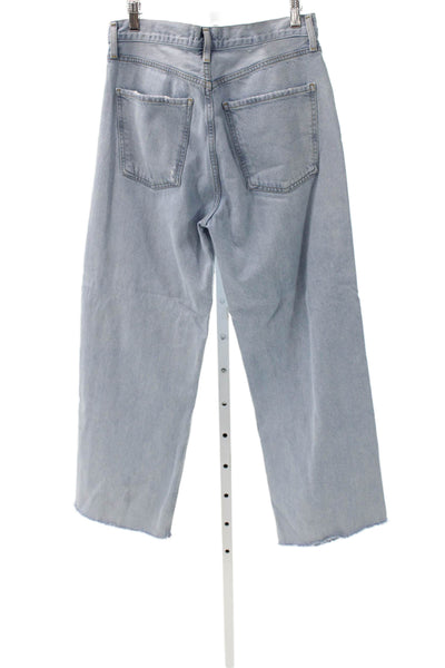Agolde Women Wide Leg Blue Jeans Mid Rise Button Cotton Size 29