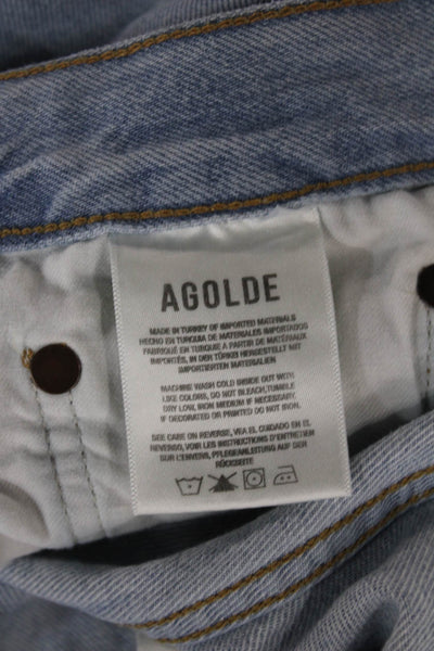 Agolde Women Wide Leg Blue Jeans Mid Rise Button Cotton Size 29