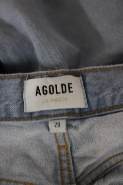 Agolde Women Wide Leg Blue Jeans Mid Rise Button Cotton Size 29