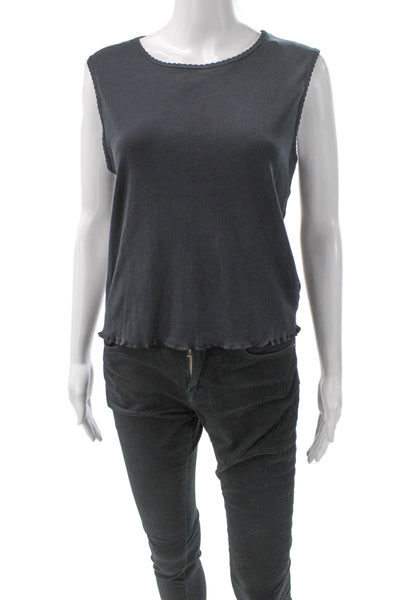 Chaser Women Gray Basic Sleeveless Tank 100% Cotton Round Neck Size M