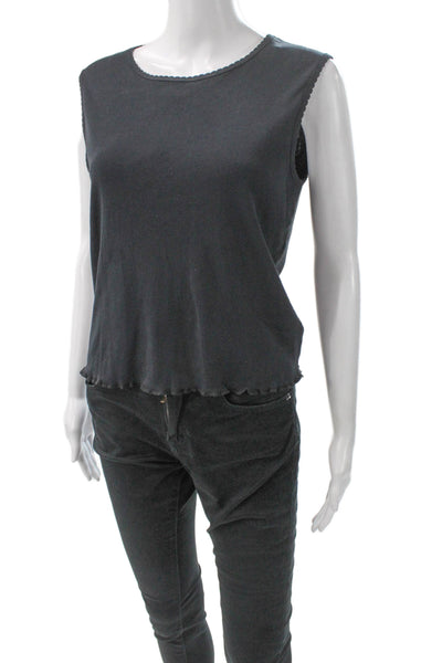 Chaser Women Gray Basic Sleeveless Tank 100% Cotton Round Neck Size M