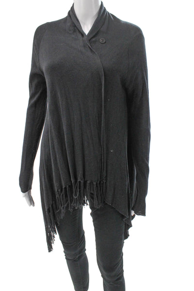 Generation Love Women Gray Collared Cotton Cardigan Long Sleeve Size M