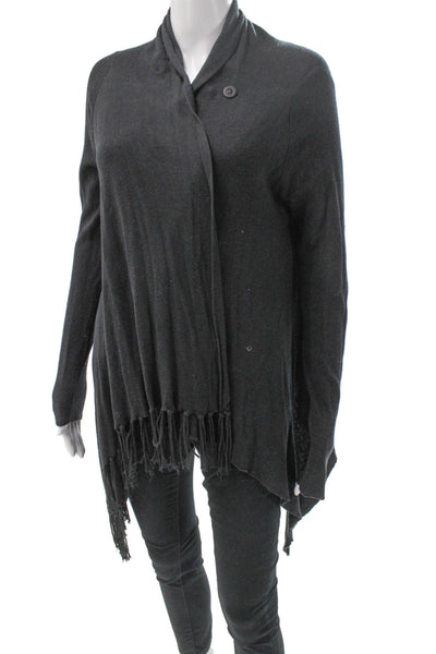 Generation Love Women Gray Collared Cotton Cardigan Long Sleeve Size M