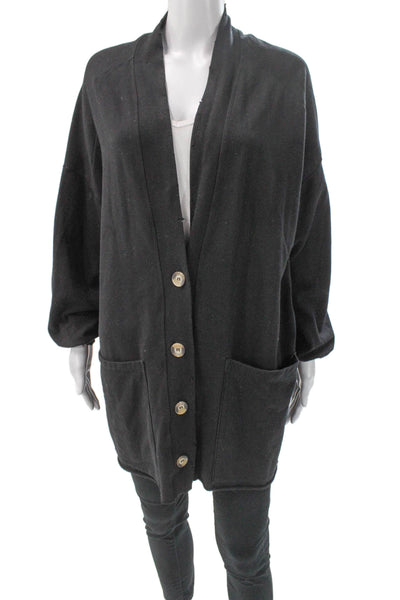 Electric & Rose Womens Black V Neck Button Cardigan Long Sleeve Size M