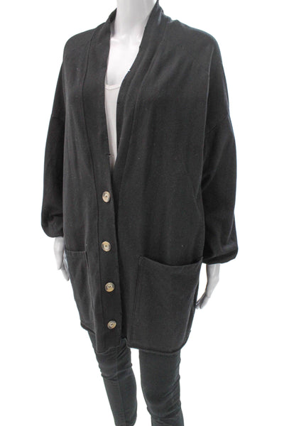 Electric & Rose Womens Black V Neck Button Cardigan Long Sleeve Size M