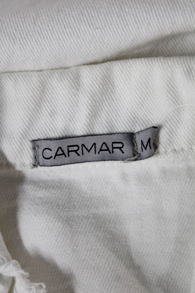 Carmar Womens Basic Denim Jacket White Button Long Sleeve Size M