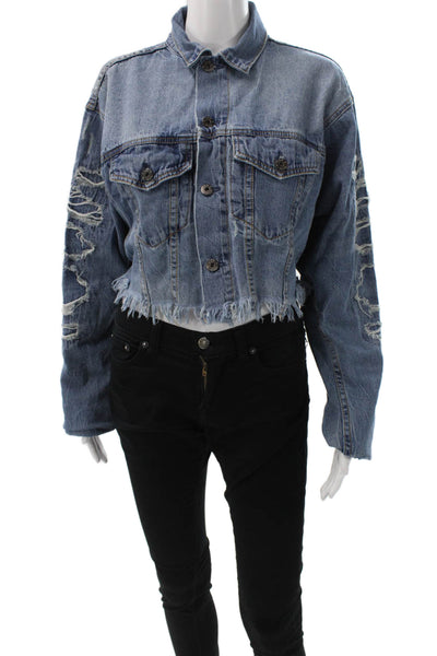 Carmar Womens Basic Denim Jacket Blue Button Long Sleeve Size S