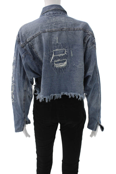 Carmar Womens Basic Denim Jacket Blue Button Long Sleeve Size S
