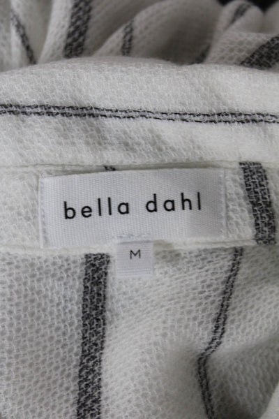 Bella Dahl Women Basic White Collared Striped Long Sleeve Blouse Size M