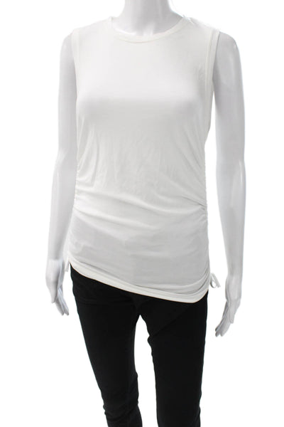 Alice + Olivia Women White Sleeveless Basic Tank Crew Neck Size M