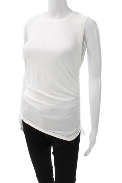 Alice + Olivia Women White Sleeveless Basic Tank Crew Neck Size M