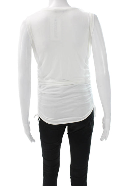 Alice + Olivia Women White Sleeveless Basic Tank Crew Neck Size M