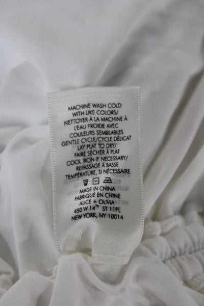Alice + Olivia Women White Sleeveless Basic Tank Crew Neck Size M