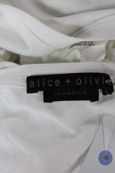 Alice + Olivia Women White Sleeveless Basic Tank Crew Neck Size M