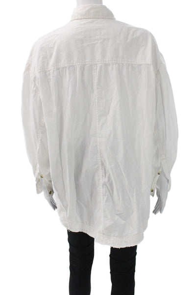 We The Free Unisex Button Down Collared Cotton Long Sleeve Top White Size S