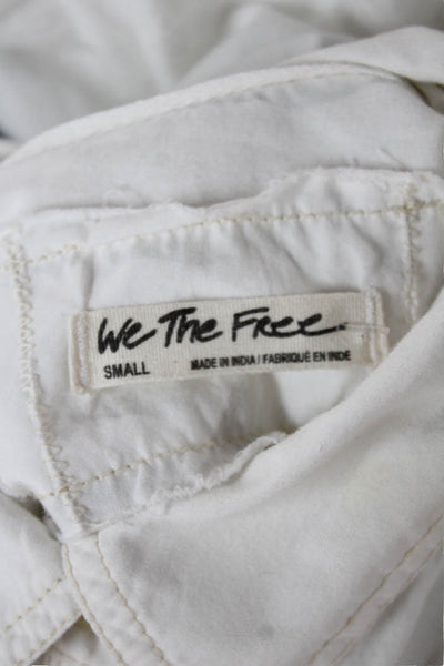 We The Free Unisex Button Down Collared Cotton Long Sleeve Top White Size S