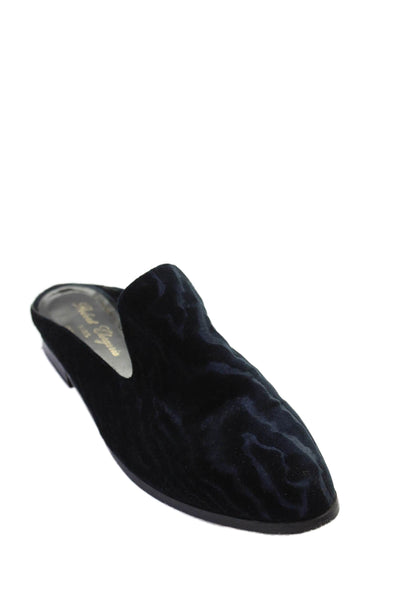 Robert Clergerie Womens Velvet Slide On Mules Navy Size 40 10