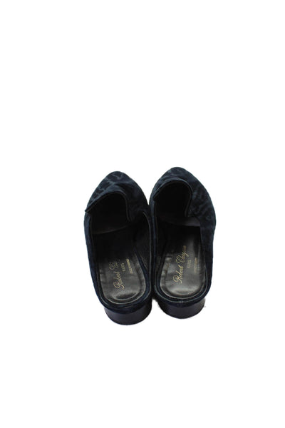Robert Clergerie Womens Velvet Slide On Mules Navy Size 40 10