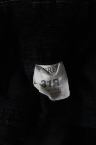 J Crew Mens Corduroy Pants Black Button Closure Size 31