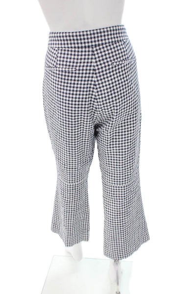 J Crew Women Cropped Check Linen Blend Pants Blue Zip Size 10