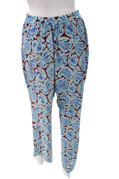 J Crew Womens Silk Floral Drawstring Pants Blue Size 8