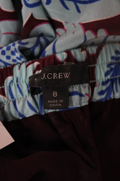 J Crew Womens Silk Floral Drawstring Pants Blue Size 8
