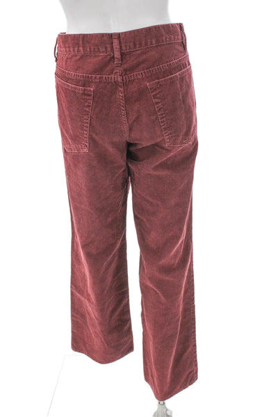J Crew Women Red Cotton Pants Button Closure Inseam 32 Size 12