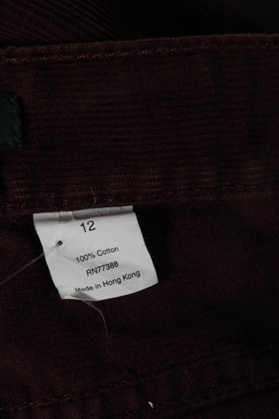 J Crew Women Red Cotton Pants Button Closure Inseam 32 Size 12
