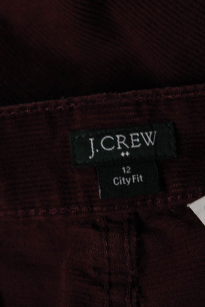 J Crew Women Red Cotton Pants Button Closure Inseam 32 Size 12