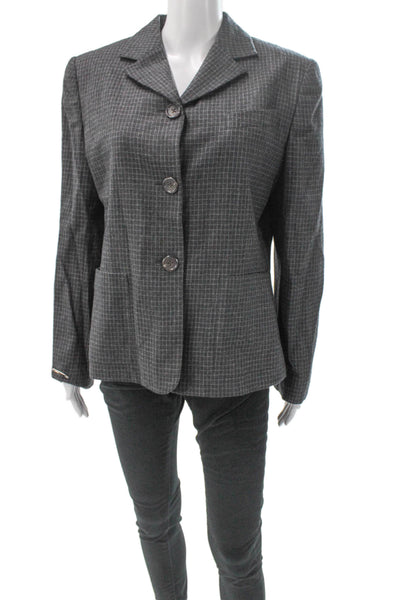 Lauren Ralph Lauren Women Basic Jacket Gray Plaid Wool Button Size 12