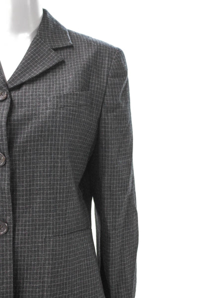 Lauren Ralph Lauren Women Basic Jacket Gray Plaid Wool Button Size 12