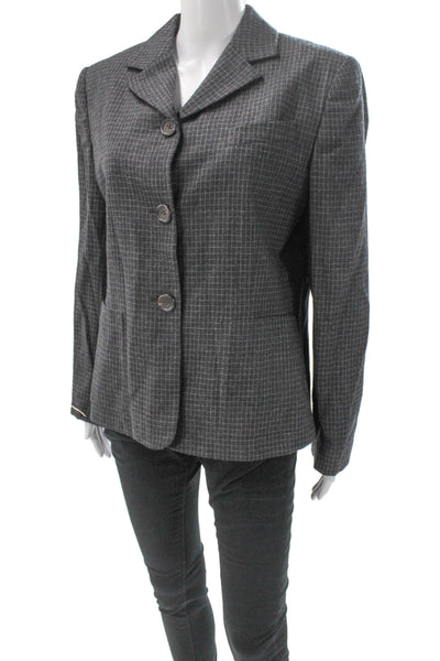 Lauren Ralph Lauren Women Basic Jacket Gray Plaid Wool Button Size 12