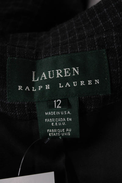 Lauren Ralph Lauren Women Basic Jacket Gray Plaid Wool Button Size 12