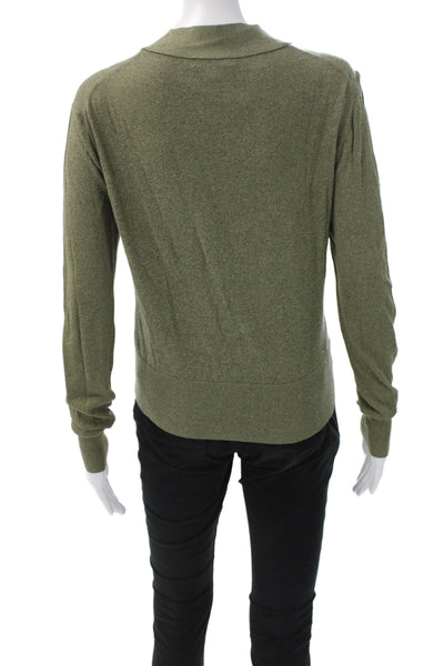 J Crew Womens Green V Neck Cardigan Long Sleeve Cotton Viscose Size S