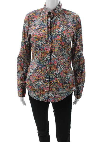 J Crew Womens Button Down Floral Cotton Collared Long Sleeve Multicolor Size 8