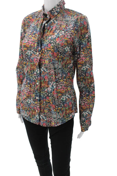 J Crew Womens Button Down Floral Cotton Collared Long Sleeve Multicolor Size 8