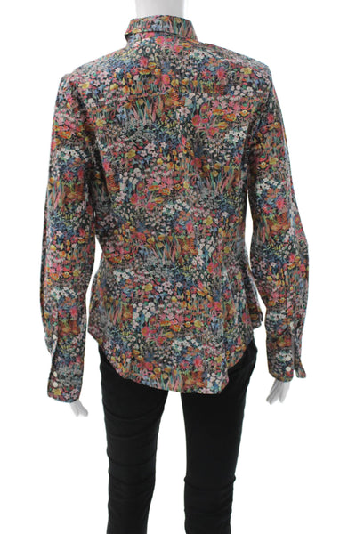 J Crew Womens Button Down Floral Cotton Collared Long Sleeve Multicolor Size 8
