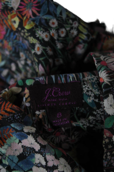 J Crew Womens Button Down Floral Cotton Collared Long Sleeve Multicolor Size 8