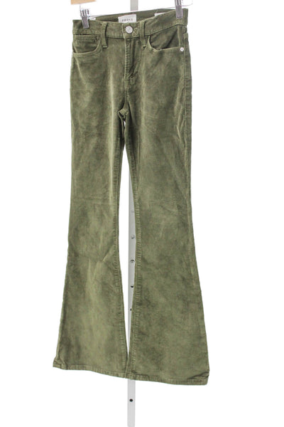 Frame Women Corduroy High Rise Button Green Pants Size 25