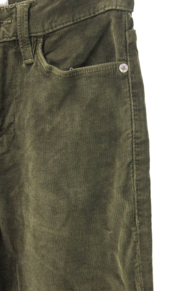 Frame Women Corduroy High Rise Button Green Pants Size 25