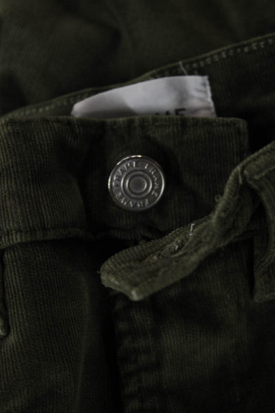 Frame Women Corduroy High Rise Button Green Pants Size 25