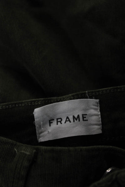 Frame Women Corduroy High Rise Button Green Pants Size 25