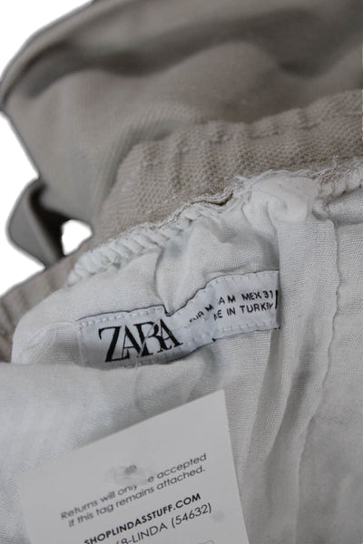Zara Mens Sweat Shorts Beige Drawstring Size M