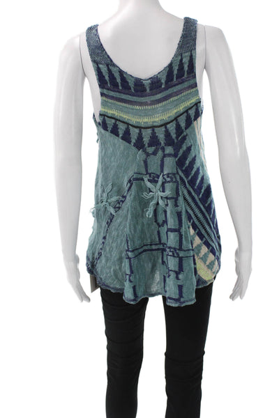 Free People Womens Multi Geometric Scoop Neck Sleeveless Tunic Petite Size S