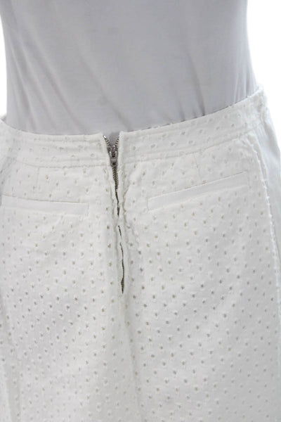 Rebecca Taylor Women Eyelet Mini Skirt White 100% Cotton Zip Size 4