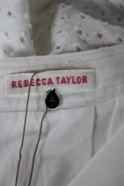 Rebecca Taylor Women Eyelet Mini Skirt White 100% Cotton Zip Size 4