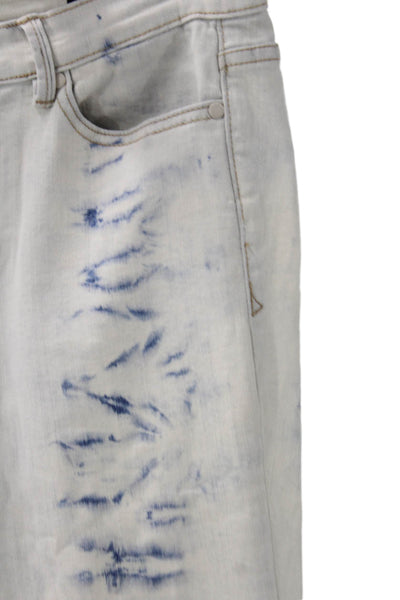 Calvin Klein Women Skinny Tie-Dye Blue Cotton Mid Rise Button Jeans Size 28